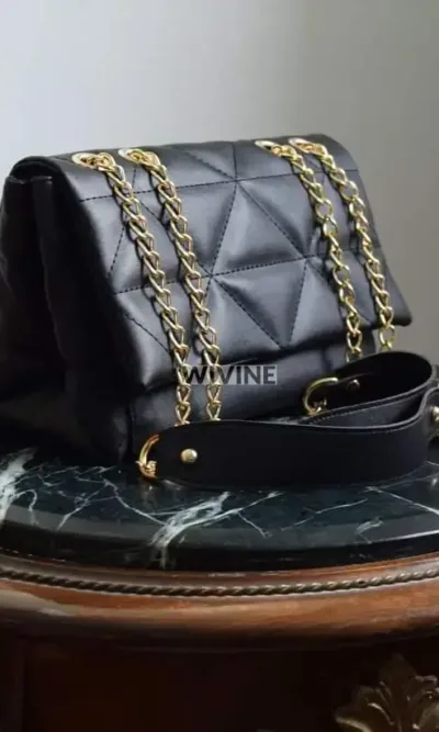 Sac à main et sac à bandoulière noir à fermoir magnétique pour femme 337574