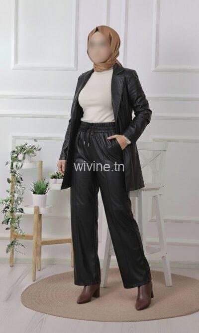 Pantalon large simili cuir