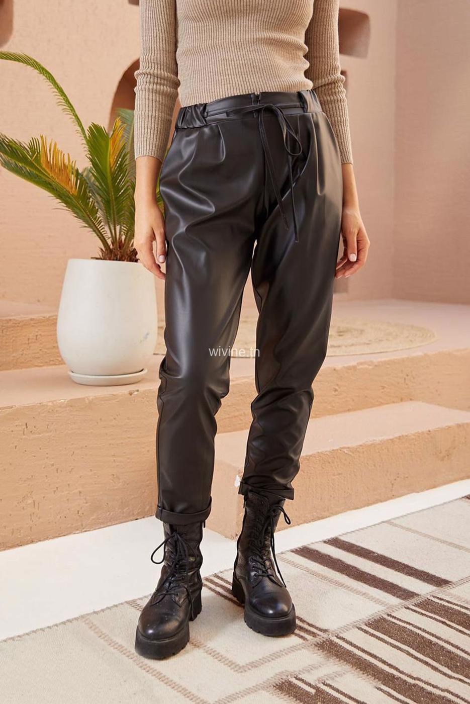 pantalon-simili-cuir-noir