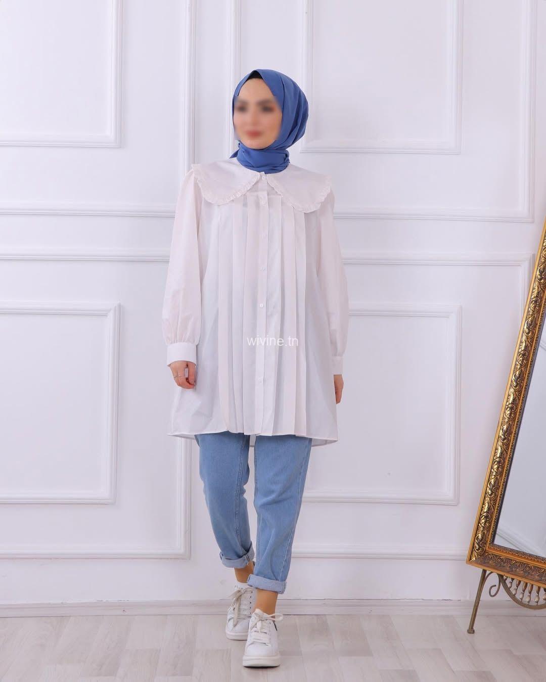 chemise-claudine-saumon-blanc