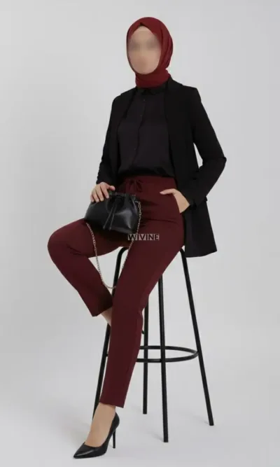 Pantalon ZINA couleur ROUGE BOURDEAU